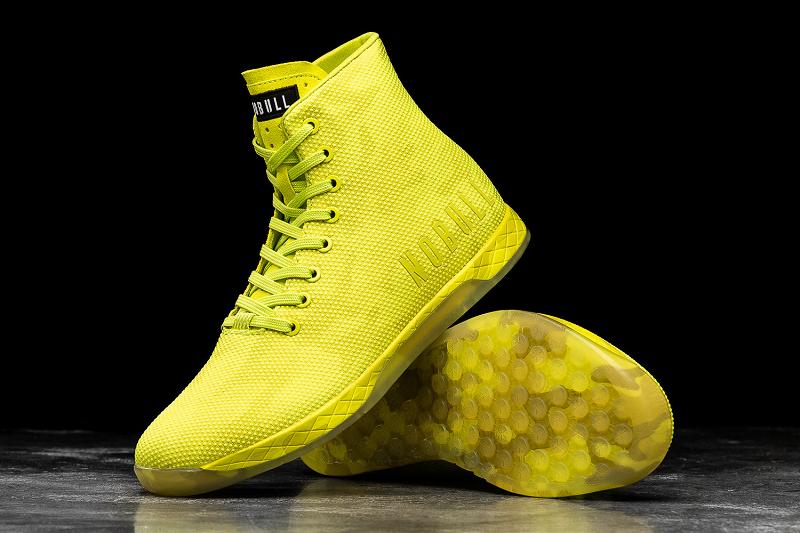 Yellow Nobull High-Top Neon Lime Camo Men's Trainers | CA Z1486U